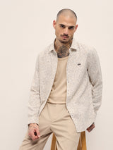 Men's Beige Casual Slim Fit Printed Full Sleeves Shirt