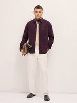 Men's Maroon Casual Regular Fit Solid Full Sleeves Shirt