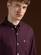 Men's Maroon Casual Slim Fit Solid Full Sleeves Shirt
