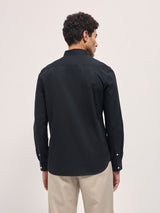 Men's Black Casual Solid Slim Fit Full Sleeves Shirt