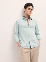 Men's Green Casual Slim Fit Solid Full Sleeves Shirt