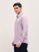 Men's Purple Casual Slim Fit Solid Full Sleeves Shirt