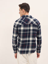 Men's Blue Casual Regular Fit Checked Full Sleeves Shirt