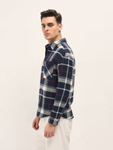 Men's Blue Casual Regular Fit Checked Full Sleeves Shirt