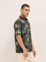 Men's Green Casual Regular Fit Printed Half Sleeves Shirt