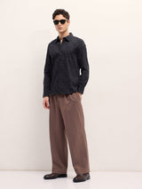 Men's Black Casual Regular Fit Printed Full Sleeves Shirt