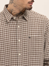 Men's Brown Casual Slim Fit Checked Full Sleeves Shirt