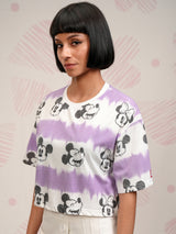 Women's Lavender Casual Graphic Oversized Fit Half Sleeves Top