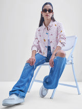 Women's White Casual Printed Oversized Fit Full Sleeves Shirt