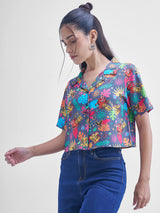 Women's Multicolor Casual Printed Regular Fit Half Sleeves Shirt