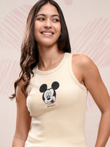 Women's Beige Casual Regular Fit Sleeveless Top