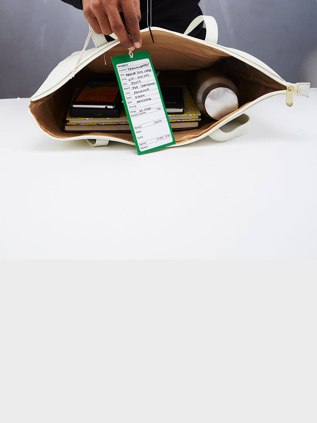 Women's Cream Faux Leather Tote Bag 16L