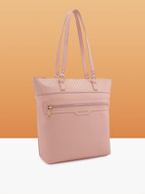 Women's Pink Faux Leather Tote Bag 14L