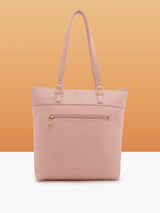 Women's Pink Faux Leather Tote Bag 14L