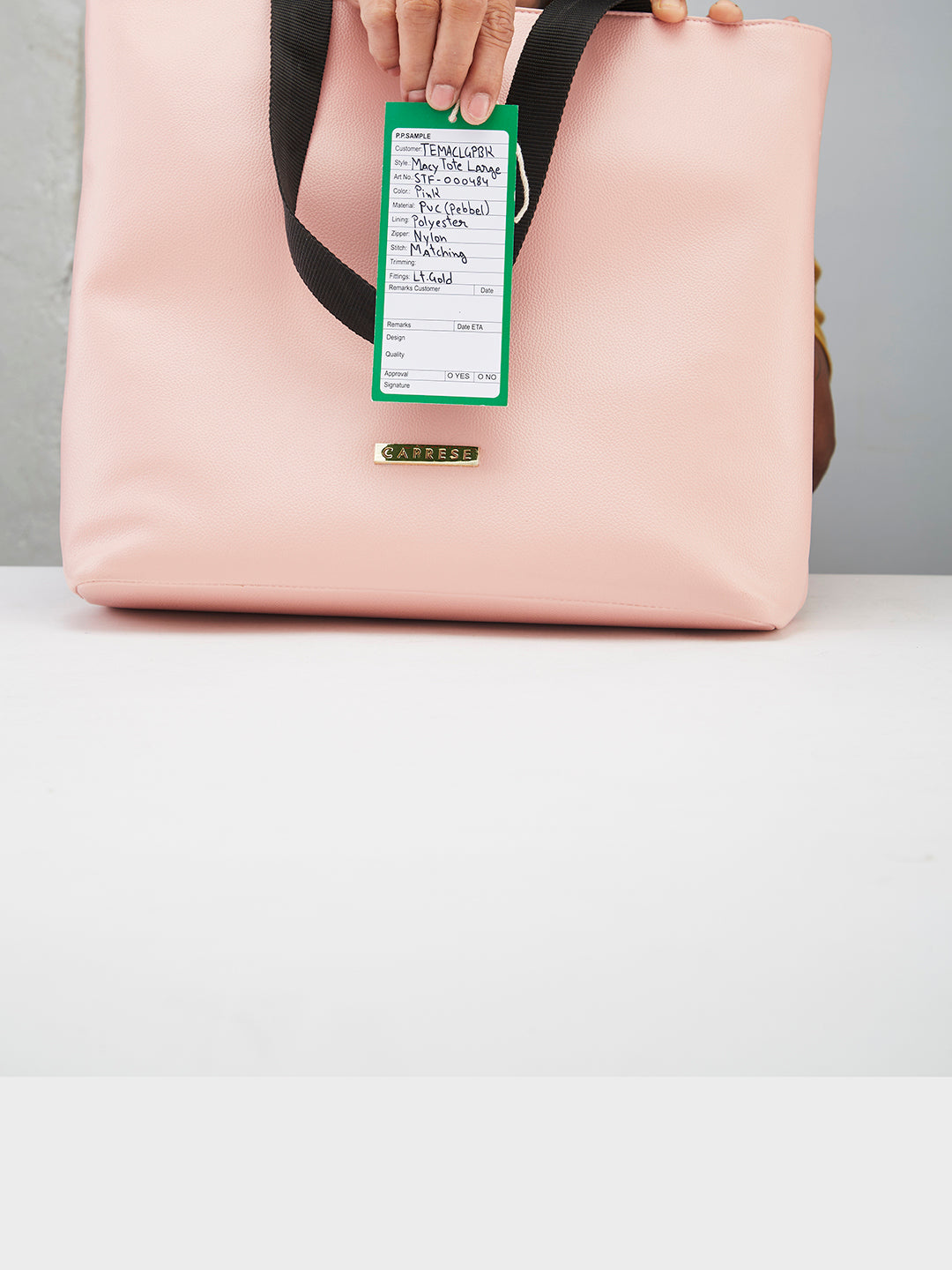 Women's Pink Black Faux Leather Tote Bag 16L