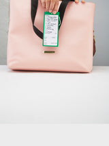 Women's Pink Black Faux Leather Tote Bag 16L