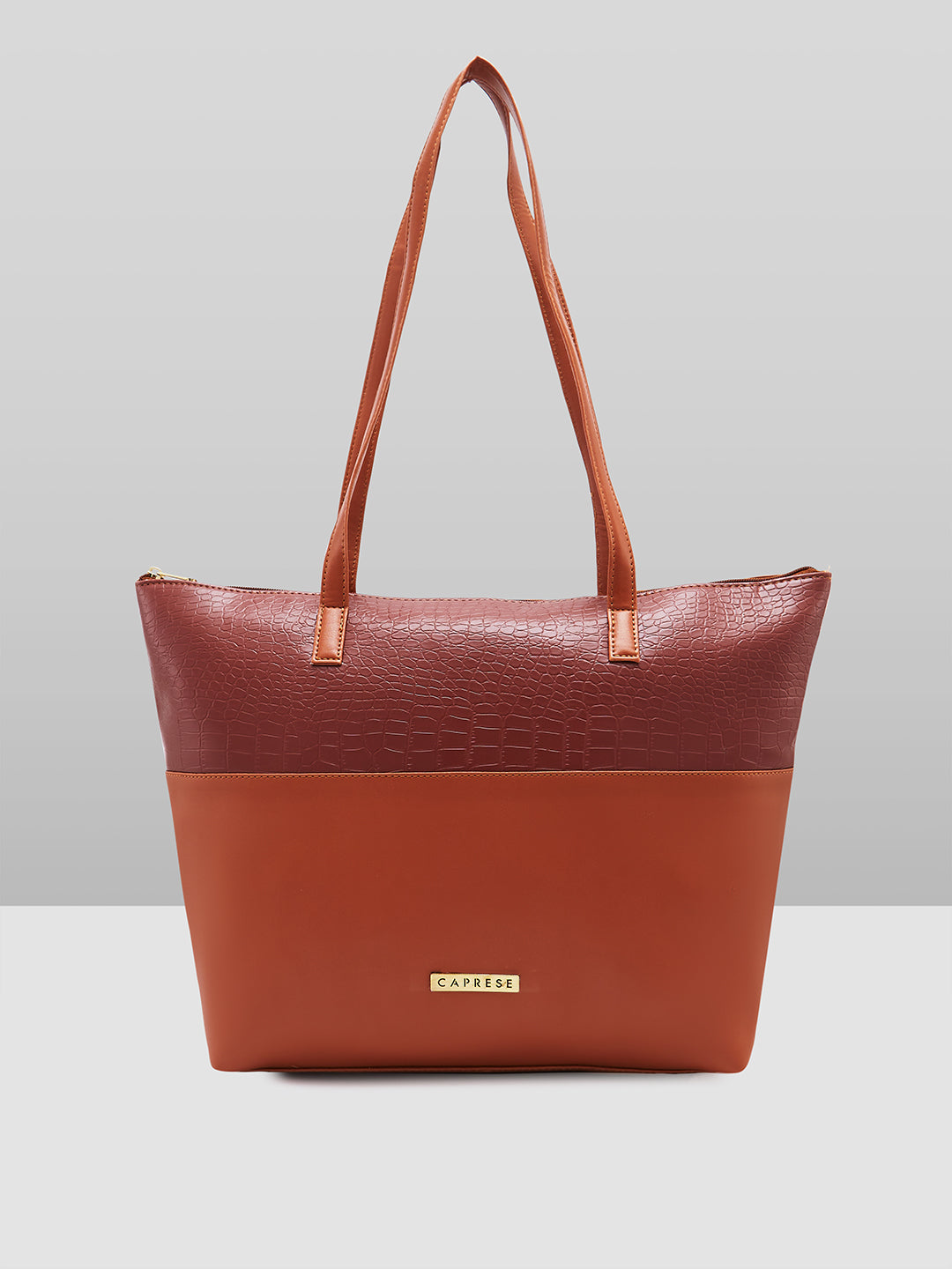 Women's Brown Faux Leather Tote Bag 16L