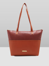 Women's Brown Faux Leather Tote Bag 16L