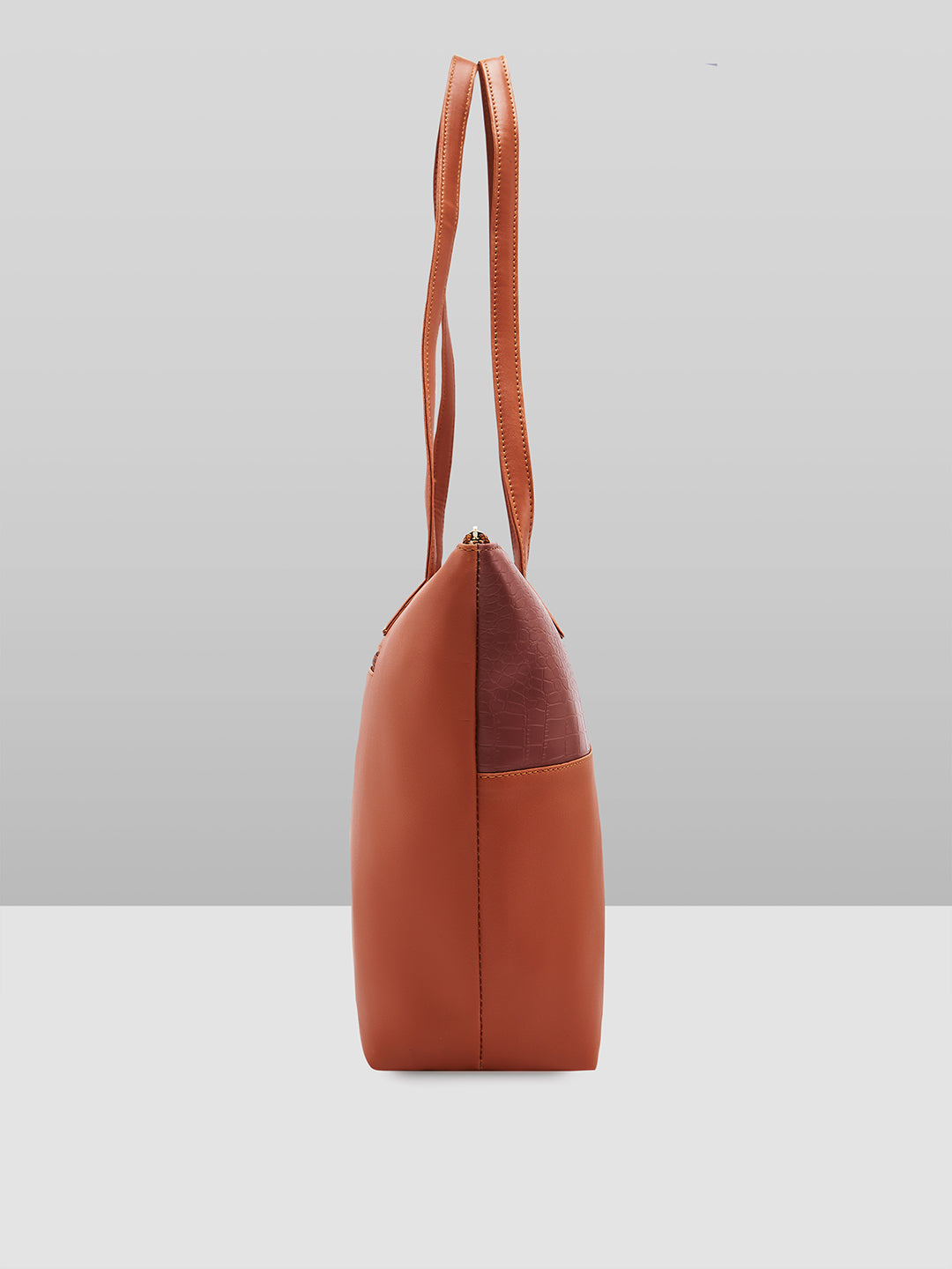 Women's Brown Faux Leather Tote Bag 16L