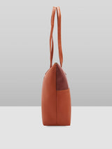 Women's Brown Faux Leather Tote Bag 16L