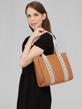 Women's Brown Faux Leather Tote Bag 11L