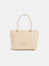 Women's Beige Faux Leather Tote Bag 9L