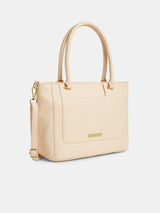 Women's Beige Faux Leather Tote Bag 9L