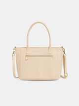 Women's Beige Faux Leather Tote Bag 9L