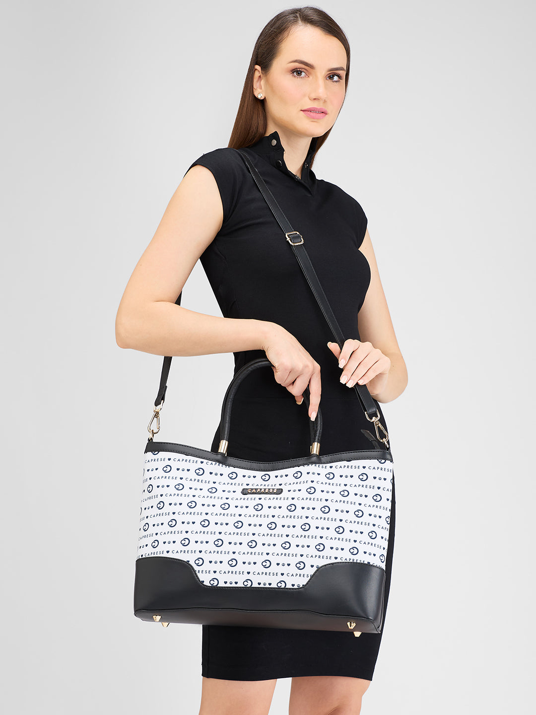 Women's Light Grey Faux Leather Tote Bag 16L