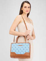 Women's Blue Faux Leather Tote Bag 11L