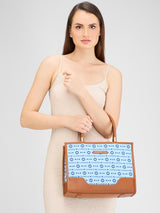 Women's Blue Faux Leather Tote Bag 11L