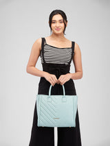 Women's Mint Green Faux Leather Tote Bag 16L