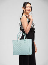 Women's Mint Green Faux Leather Tote Bag 16L