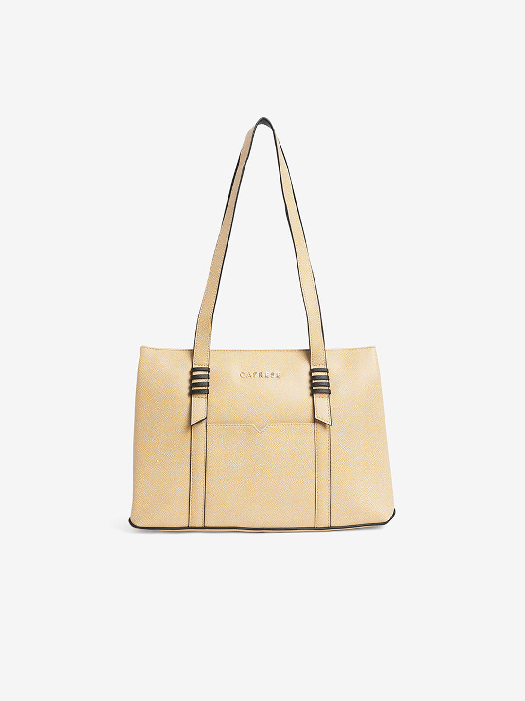 Women's Beige Faux Leather Tote Bag 8L