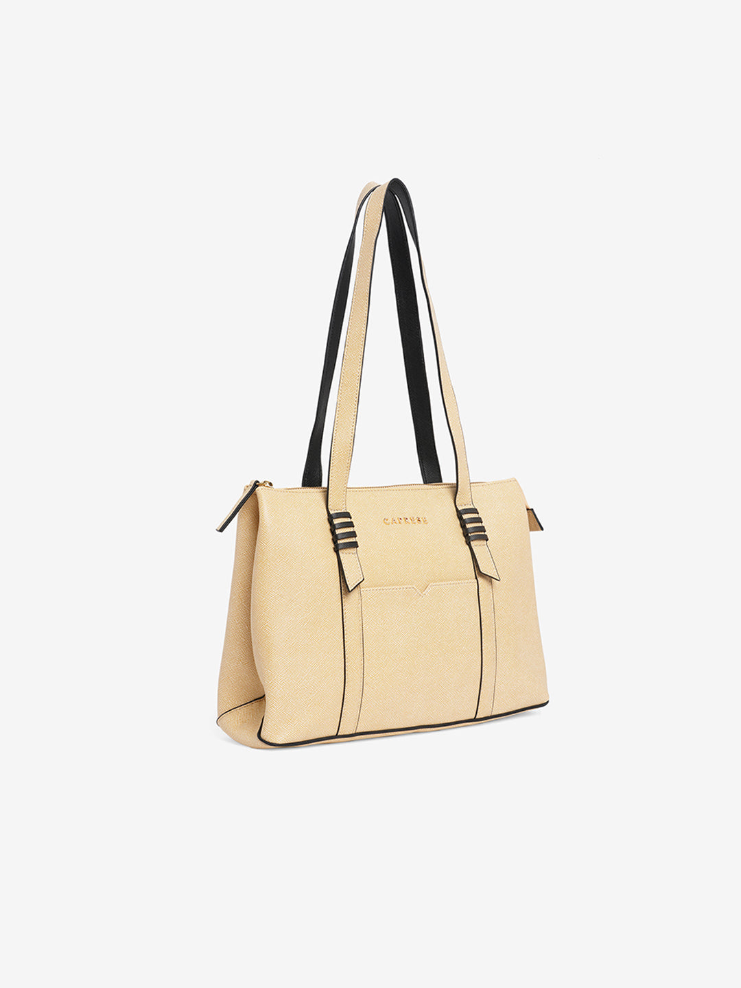 Women's Beige Faux Leather Tote Bag 8L