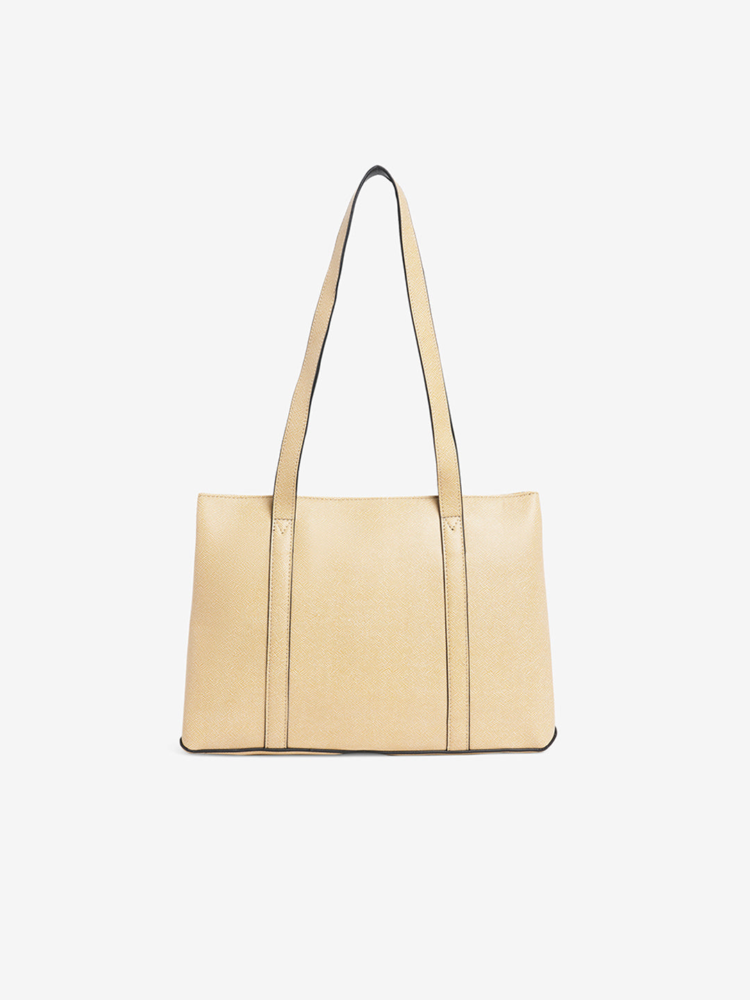 Women's Beige Faux Leather Tote Bag 8L