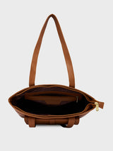 Women's Tan Faux Leather Tote Bag 9L
