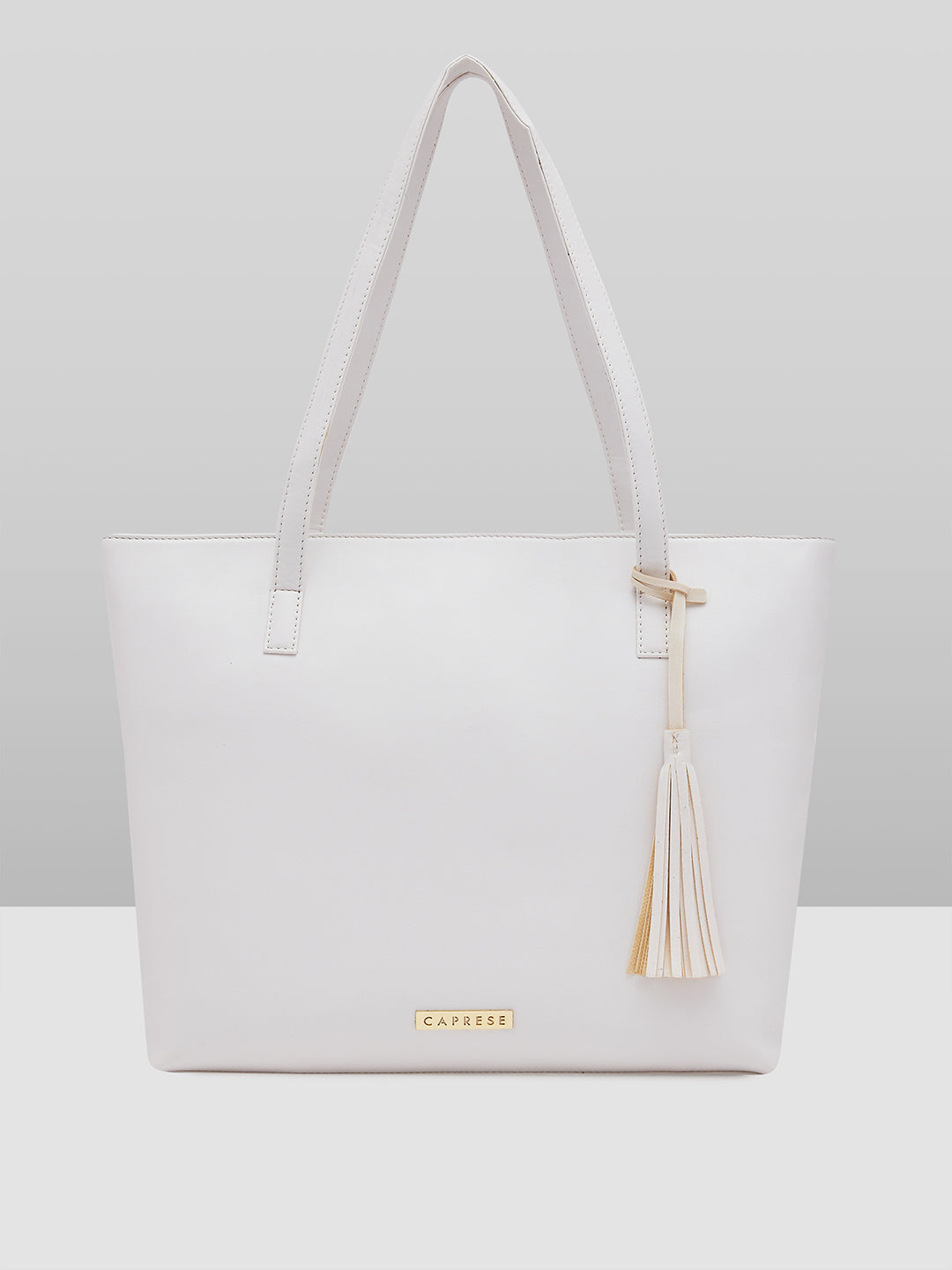 Women's Beige Faux Leather Tote Bag 13L