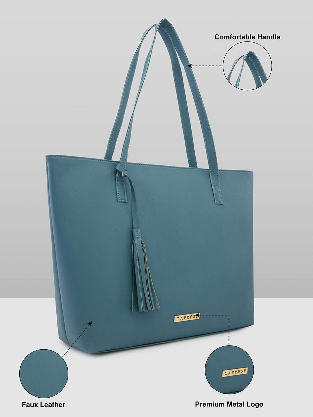 Women's Green Faux Leather Tote Bag 13L