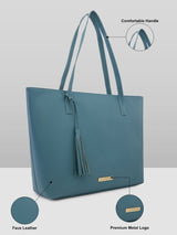 Women's Green Faux Leather Tote Bag 13L