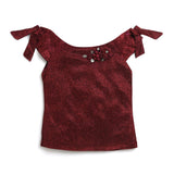 Girls Red Solid Sleeveless Top