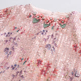 Girls Pink Party Regular Printed Full Sleeves Top
