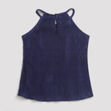 Girls Blue Party Solid Sleeveless Top