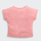 Girls Pink Casual Extended Shoulder Top