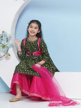 Girls Ethnic Motifs Empire Gotta Patti Kurta with Palazzos and Dupatta
