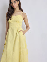 Women's Pale Yellow Gingham Corset Dress