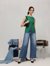 Women's Round Neck Sleeveless Cotton Top