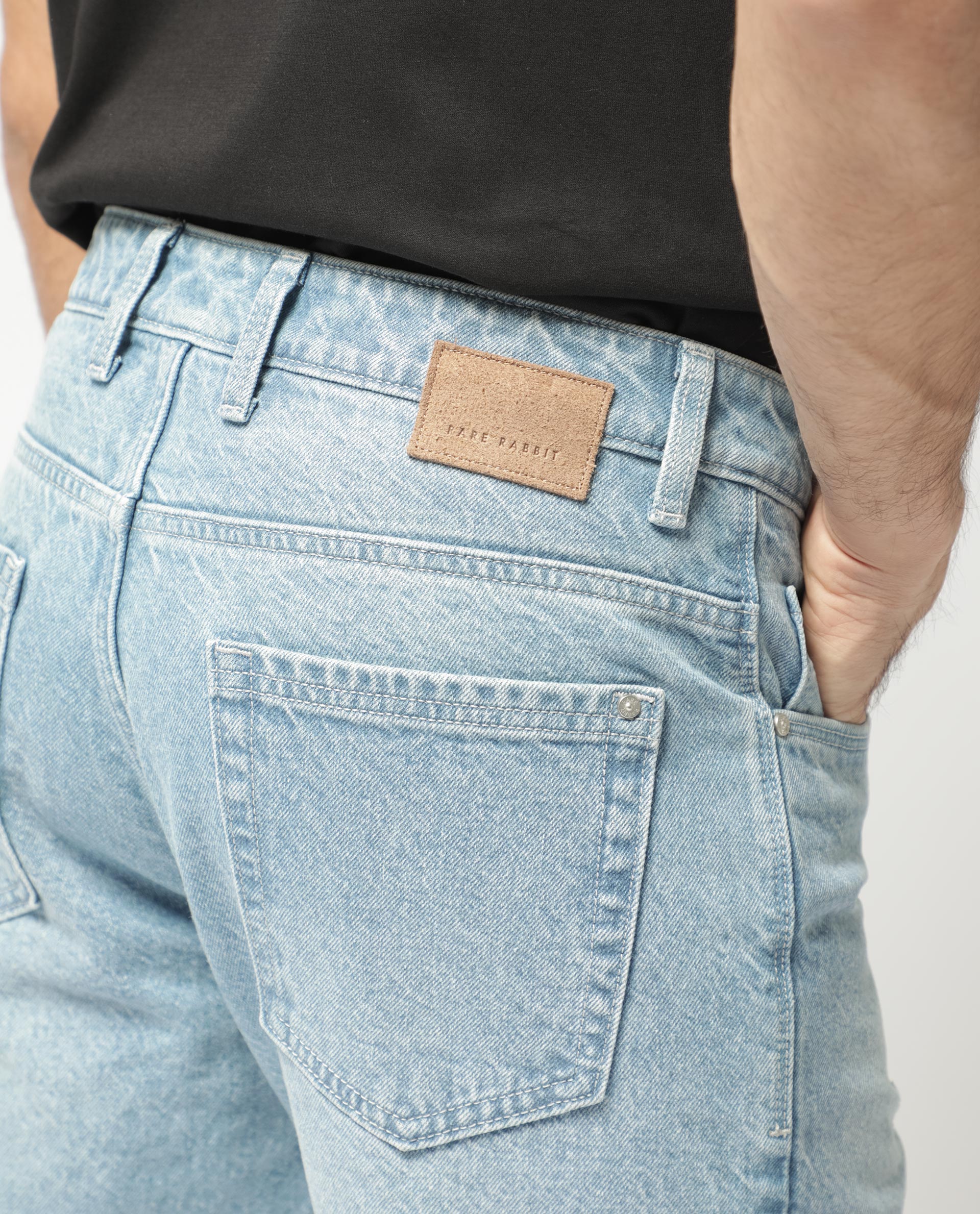 Men's Blue Casual Tapered Fit Solid Jeans