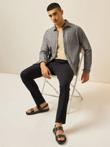 Men's Blue Casual Slim Fit Solid Trouser