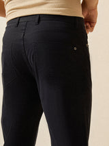 Men's Blue Casual Slim Fit Solid Trouser